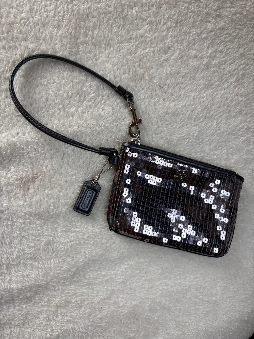 Coach Poppy Sequin Wristlet Clutch in Black - Picture 11 of 12